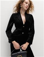 Cotton Rich Velvet Waisted Tailored Blazer