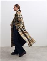 Wool Rich Checked Double Breasted Coat