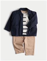 3pc Pure Cotton T-Shirt & Shacket Outfit (0-3 Yrs)