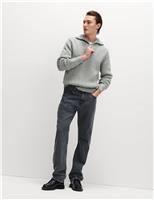 Pure Cotton Half Zip Funnel Neck Jumper