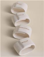 Set of 4 Ceramic Christmas Napkin Rings