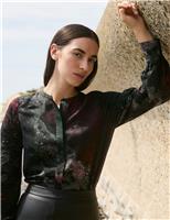 Printed Ruched Sleeve Blouse