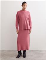 Pure Merino Wool Ribbed Funnel Neck Jumper