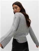 Cloud-Yarn Embellished Cable Knit Jumper