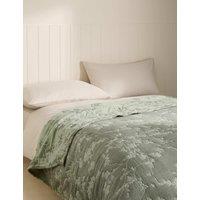 M&S Pure Cotton Trailing Cherry Bedspread Green