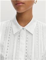 Checked Embellished Collared Shirt