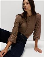 Sparkly Button Through Blouson Sleeve Top