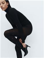 Pearl Embellished Opaque Tights