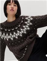 Cable Knit Fair Isle Crew Neck Jumper