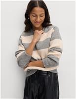 Cloud-Yarn Striped Crew Neck Jumper