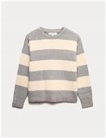 Cloud-Yarn Striped Crew Neck Jumper