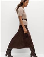 Satin Midi A-Line Skirt