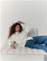 Textured Frill Neck Shirred Blouse