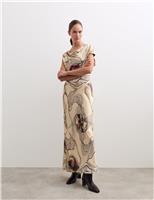 Oyster Print Cowl Neck Midaxi Column Dress