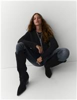 Chunky Pointelle Crew Neck Jumper with Wool