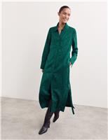 Floral Jacquard Belted Midi Shirt Dress