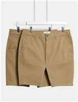 M&S 2 Pack Slim Fit Stretch Chino Shorts Navy