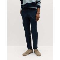 M&S Tapered Fit Stretch Cargo Trousers Navy
