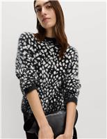 Animal Print Crew Neck Relaxed Jumper