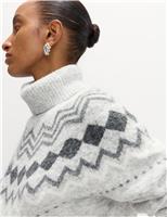 Fair Isle Roll Neck Jumper with Wool