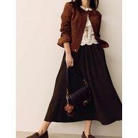 Per Una Suede Pleated Midi Skirt Chocolate