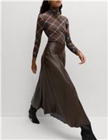 Leather Look Panelled Midaxi Skirt