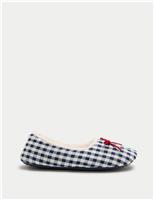 Gingham Pint Faux Fur Lined Ballet Slippers