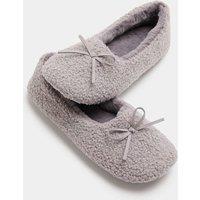 M&S Borg Ballerina Slippers Light Grey