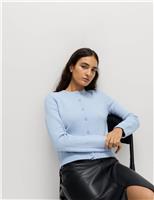 Crew Neck Cardigan with Wool