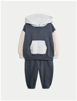 2pc Cotton Rich Colour Block Hooded Sweat Outfit (0-6 Yrs)