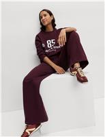 Cotton Rich Drawstring Wide Leg Joggers