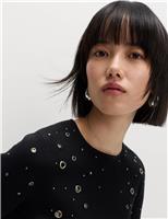 Eyelet Detail Crew Neck Jumper