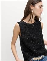 Beaded Embellished Shell Top