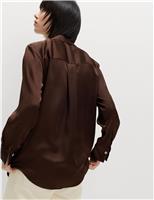 Satin V-Neck Collared Shirt