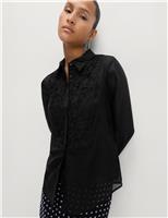 Lace Bib Collared Shirt