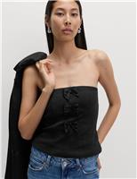 Cotton Rich Bow Detail Fitted Bandeau Top