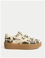 Cow Print Side Detail Platform Trainers
