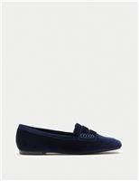 Velvet Flat Square Toe Loafers
