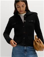 Boucle Collared Knitted Jacket with Wool