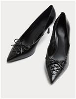 Lace Detail Stiletto Heel Pointed Court Shoes