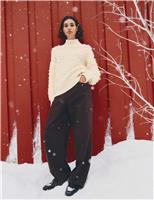 Cloud-Yarn Textured Funnel Neck Relaxed Jumper