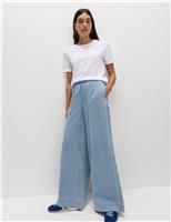 Lyocell Blend Pull On Wide Leg Trousers