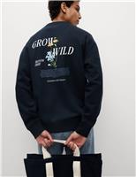 M&S Pure Cotton Embroidered Sweatshirt Dark Navy