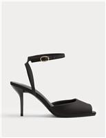 Satin Peep Toe Stiletto Heel Sandals