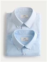 2 Pack Regular Fit Check Short Sleeve Shirts