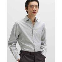 M&S SARTORIAL Regular Fit Pure Cotton Textured Luxury Shirt Brown