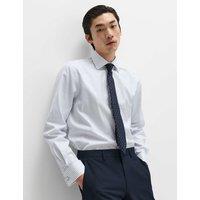 M&S SARTORIAL Regular Fit Luxury Pure Cotton Striped Shirt White/Med Blue