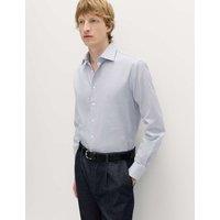 M&S SARTORIAL Luxury Cotton Easy Iron Slim Fit Textured Shirt Dark Ink