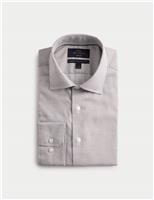 M&S SARTORIAL Luxury Cotton Easy Iron Slim Fit Textured Shirt Dark Ink