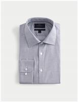 M&S SARTORIAL Regular Fit Pure Cotton Textured Luxury Shirt Dark Ink